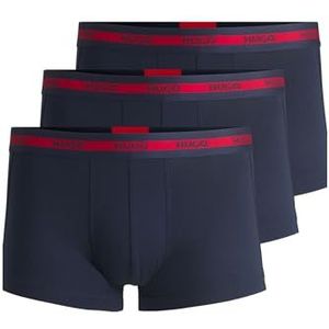 HUGO Heren Trunk Triplet Planet Drie-Pack Logo-Tailleband Trunks in Stretch Katoen, Navy411, XS