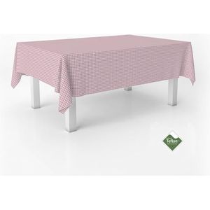 ECOMMERC3 Vichy Tafelkleed, vlekbestendig, rechthoekig, rond, Vichy tafelkleed, extra zacht en waterdicht, roze