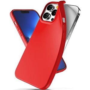 Goospery Soft Feeling Jelly Telefoonhoes compatibel met iPhone 13 Pro Max, zacht, rijke kleuren, krasbestendig, rondom bescherming, dunne TPU achterkant, beschermhoes (rood)