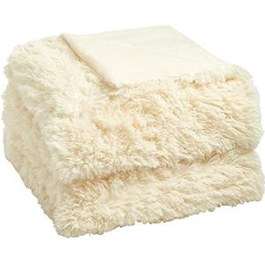 Sienna Super Fluffy Fleece Gooi Shaggy Faux Fur Zacht Gezellig Warm Langpolig Omkeerbare Sofa Stoel Bed Deken - 150 x 200cm (Crème, Medium - 150 x 200cm)