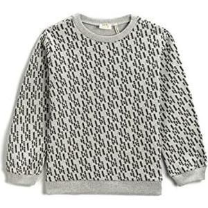 Koton Bedrukt sweatshirt met lange mouwen ronde hals overall, grijs patroon (9D1), 6-7 jaar kinderen, Grijs patroon (9d1)