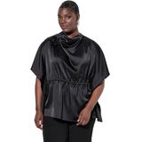 Ulla Popken - Blouseshirt - Zwart - Oversized - Halve Mouw