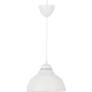 Homemania 62458 Hanglamp, kroonluchter, plafondlamp, wit glas, kunststof, 24 x 24 x 60 cm, 1 x E27, 60 W