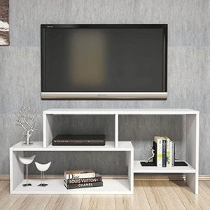Homemania Moderne tv-kast met planken, voor woonkamer, wit van hout, 121,8 x 30 x 53,8 cm