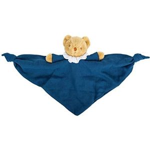 Trousselier - Teddybeer driehoek - 20 cm - Rammelaar - Ideaal geboortecadeau - Machine Wasbaar - Biologisch Coton - Blauw Denim - 2 stuks