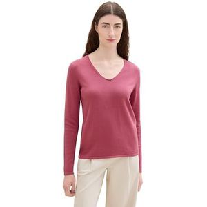 TOM TAILOR 1012976 Basic gebreide trui voor dames, 16348, roze fluweel, S