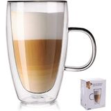 ORION Theeglas Dubbelwandige Koffieglas Thermoglas Latte Cappuccino Thee 430 ml