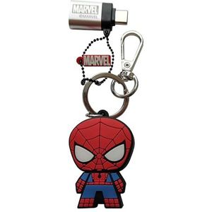 WONDEE Spiderman Cadeaus [2-in-1] Pendrive + originele sleutelhanger van Spider Man, USB-stick en USB-C-adapter, 32 GB, Marvel Avengers, originele sleutelhanger/pendrive om cadeau te geven, Disney