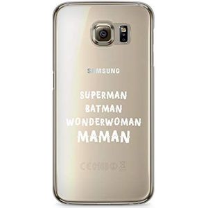 Zokko Beschermhoes voor Galaxy S6 Edge Superman Batman Wonderwoman Maman – zacht transparante inkt wit