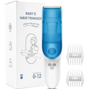 CARER SPARK Baby Tondeuse Haar Snijmachine Geruisloze Vacuüm Adsorptie IPX7 Waterdicht Oplaadbaar met 2 Gids Kammen Veilig Professionele Kids Kapper Set Trimmer voor Kinderen