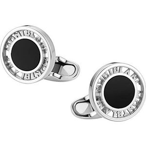 Montblanc Manchetknopen Manchetknopen Manchetlinks, rond, zilver, onyx, Steel Ring 116644