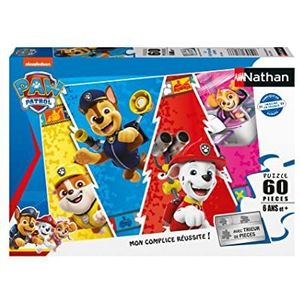 Nathan - Kinderpuzzel - 60 stukjes - kleurrijke Paw Patrol - meisjes of jongens vanaf 6 jaar - hoogwaardige puzzel - dik en duurzaam karton - avontuur - 86186
