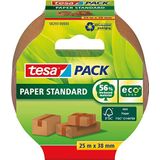 tesapack Paper Standard - Milieuvriendelijke Papieren Verpakkingstape, 56% Biologische Materialen - Efficiënt en Recyclebaar - Bruin - 25 m x 38 mm