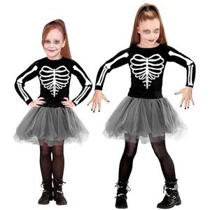 Widmann - Kinderkostuum skelet danseres, magere vrouw, Halloween verkleedkleding