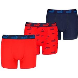 PUMA Jongens Elements Boxer (3-pack), rood/marineblauw, 122-128