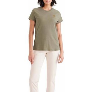 Dockers Graphic Tee voor dames, Sun And Script Overland Trek (bronzen bruin), S