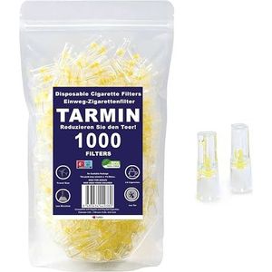 TARMIN Sigarettenfilters 8 mm – 1000 Stuks Anti‑Tar Filtertips – Plastic Filters voor Vermindering van Teer & Nicotine voor Normale en King Size Sigaretten – BPA‑vrij, Herbruikbaar