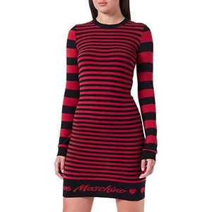 Love Moschino Dames Lange Mouwen Tube Gemengde Wool Jurk, Rood Zwart, 42