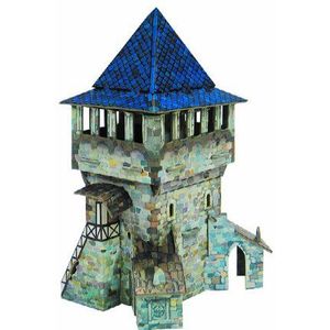 Keranova 242 Slimme Papier Middeleeuwse Stad Top Toren 3D Puzzel, 14 x 11 x 22 cm, Multi Kleur