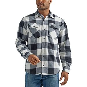 Wrangler Herenoverhemd met lange mouwen en twee zakken en button-down-kraag, Donkerblauw, XXL