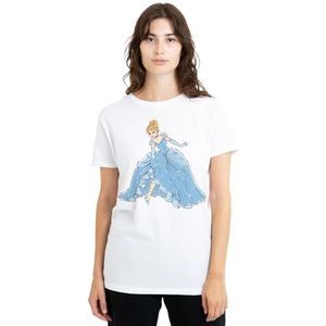 Cinderella Sparkling Princess dames T-shirt, wit, klein, Wit, S