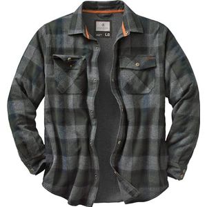 Legendary Whitetails Men's Thermal Lined Shirt Jacket Flannel Polyfill Insulated, Balsam Shadow Plaid, Small