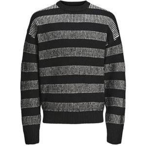Jack & Jones Jcospace Stripe Knit Crew Neck Sn, zwart/strepen: wit, L
