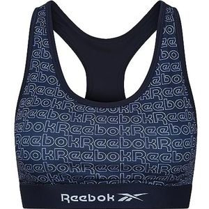 Reebok Dames Crop Top in Marineblau | Niedrig Belastbares Fitness-bh Mit Feuchtigkeitsableitung Training Bra, Navy Print, M