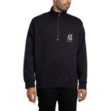 Armani Exchange Heren Icon Project, geborduurd logo, sweatshirt met rits aan de voorkant, Diepe marine, M