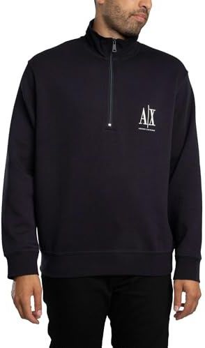 Armani Exchange Heren Icon Project, geborduurd logo, sweatshirt met rits aan de voorkant, Diepe marine, M