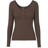 PIECES - PCKITTE - Shirt - Chocoladebruin - Lange Mouw - Slanke Pasvorm