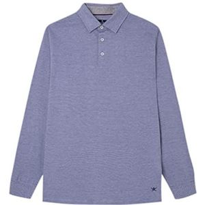 Hackett London Heren Blazer LS Polo Shirt, Light Grey Marl, 3XL