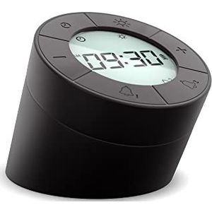 Mebus Digitale wekker en nachtlampje 2-in-1, dimbaar, 1200 mAh-batterij, opladen via micro-USB-kabel (inbegrepen), twee alarmtijden, sluimerfunctie/materiaal: kunststof/kleur: zwart/model: 25648