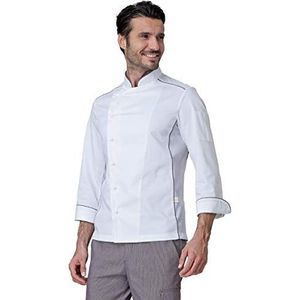 Koksjas ""Adrian"" van katoen/polyester ademende inzetstukken, kleur wit, gewicht per m², Gr. 200, Maat: L - Varianten: taupe grens