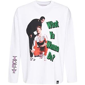 Recovered Men's Ice T What Ya Wanna Do Retro Oversized L/S White by M T-shirt, M, wit, M