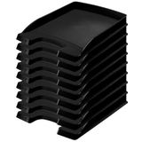 Leitz Brievenbak plat A4, verpakking van 10 stuks, ideaal voor het opbergen en organiseren van A4-documenten, stapelbaar, zwart, Plus serie, 52370095