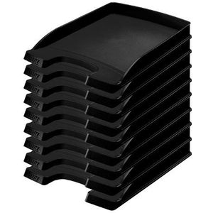 Leitz Brievenbak plat A4, verpakking van 10 stuks, ideaal voor het opbergen en organiseren van A4-documenten, stapelbaar, zwart, Plus serie, 52370095