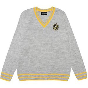 Harry Potter Hufflepuff Haus Gebreide trui, Volwassenen, XS-5XL, Grau, Officiële Koopwaar