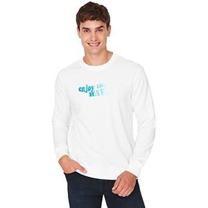 TRENDYOL MAN Sweatshirt - Zwart - Regular, Ecru, XXL