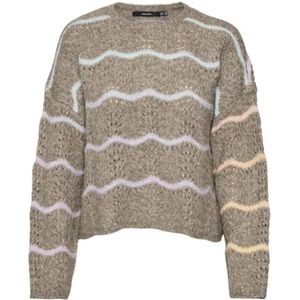 VERO MODA Dames Vmhatty Ls O-Neck Stitch Boo Pullover, Moon Rock/Stripes: w Space Dye, XS