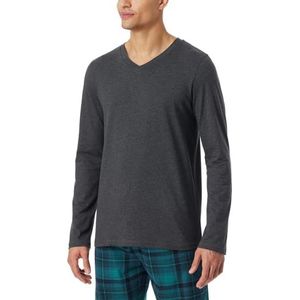 Schiesser Heren slaapshirt lange mouwen ronde hals mix Relax pyjama top, Donkergrijs-gem._182043, 48