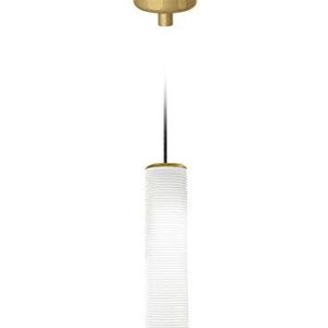 Homemania Hanglamp Clio, goud, wit van glas, 8,5 x 8,5 x 31 cm, 1 x E27, max. 57W, 1050lm, 2700K, 220-240V