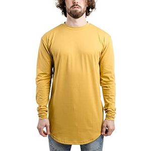 Blackskies T-shirt met rits en lange mouwen aan de zijkant | Lange Oversize Fashion Basic Longsleeve Heren Lange Shirt Lange T-shirt met Rits, Mosterd, S