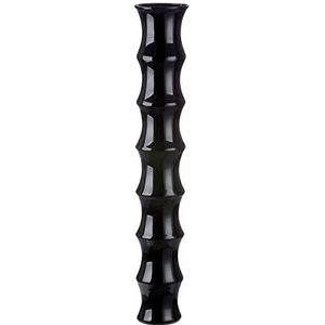 GILDE Glazen vaas XL Bamboo - grote decoratieve vloervaas zwart - hoogte 85 cm
