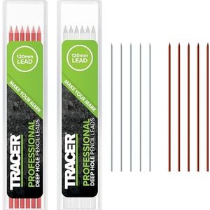 TRACER Alternatieve potloodset met diep gat - 12 x 2,8 mm goed zichtbare gekleurde lijnen voor het potlood. 6 x rood, 6 x wit. 12 x potloodvullingen.