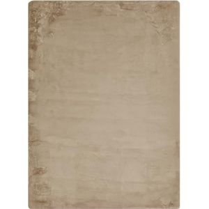 -LUXOR- living Kunstbont Coste Pluizig tapijt voor de slaapkamer, ideaal voor gebruik als bedmat voor de slaapkamer, gezellig bonttapijt, imitatiebont, 160 x 230 cm, taupe