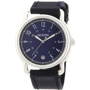 Nixon Heren Quartz Horloge The Axe A3221258-00 met lederen band, Blauw/Zwart, Riem