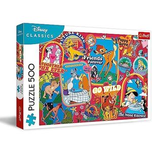 Trefl-Disney:Door de jaren heen-Puzzel met 500 stukjes-Puzzel met Disney Figuren, Kleurrijke Collage, DIY, Plezier, Klassieke Puzzel voor Volwassenen en Kinderen vanaf 10 jaar