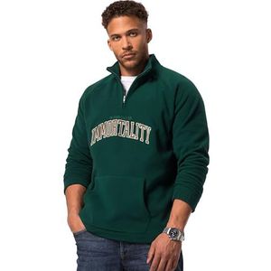 STHUGE Heren fleece troyer, applicatie sweatshirt, groen, L