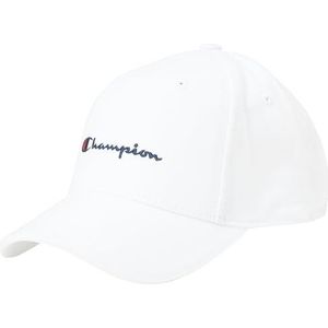 Champion Icons Accessories Junior Caps - 802421 Woven Cotton Twill Small Script Logo Baseball Cap, Wit, One Size Unisex - Kinderen SS24, Wit, one size